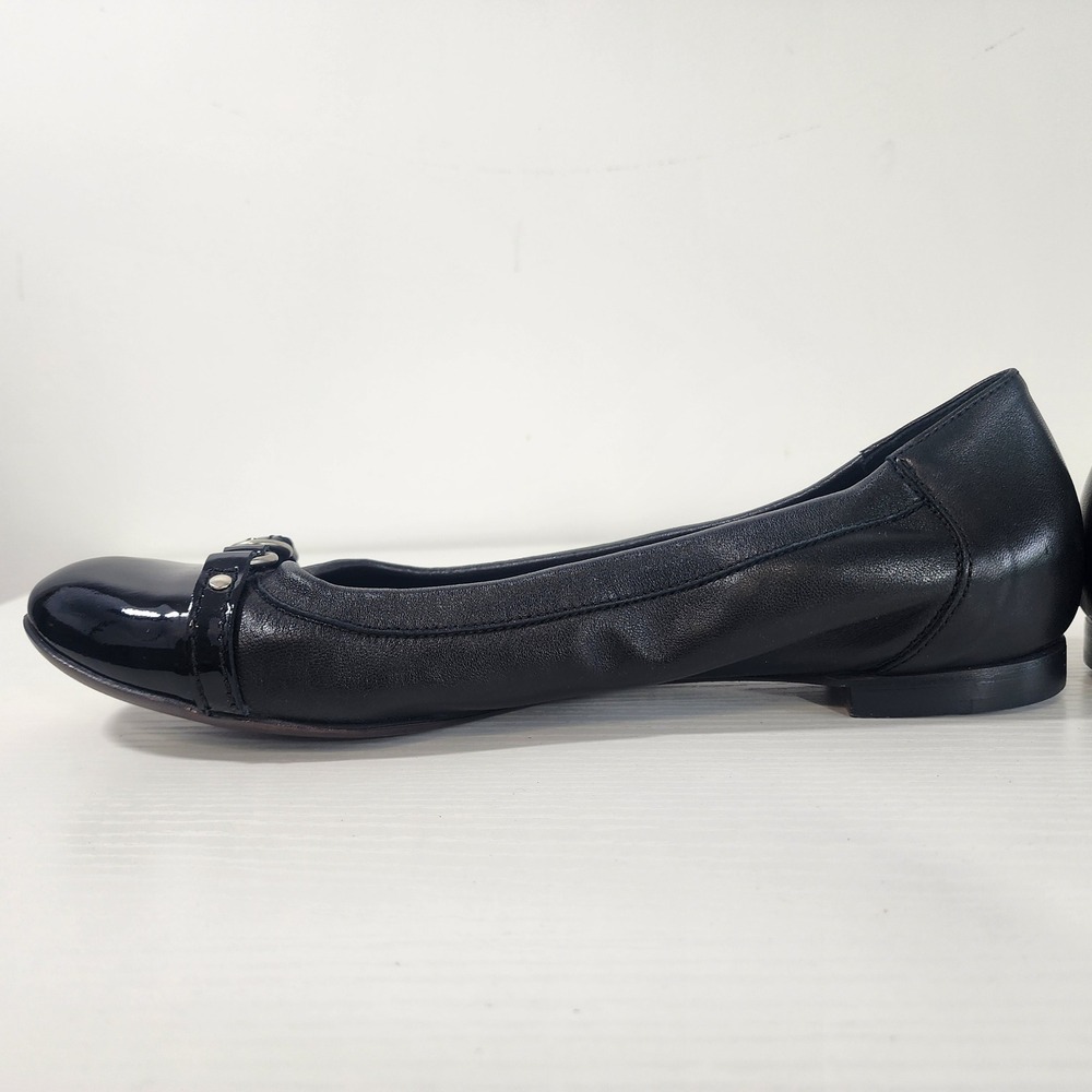 AGL Attilio Giusti Leombruni Ballet Flats Black Leather Patent Cap Toe Buckle 41 - Picture 6 of 12